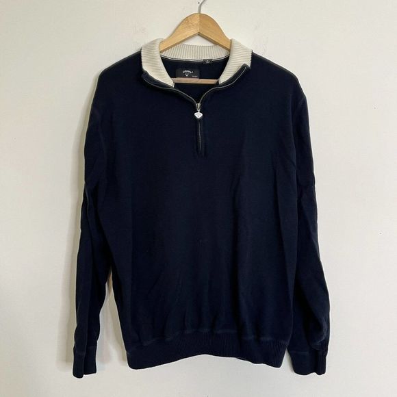 Callaway Golf Sport Mens 1/4 Zip Pullover Sweater Sweatshirt Blue Size XL Cotton - Picture 1 of 9